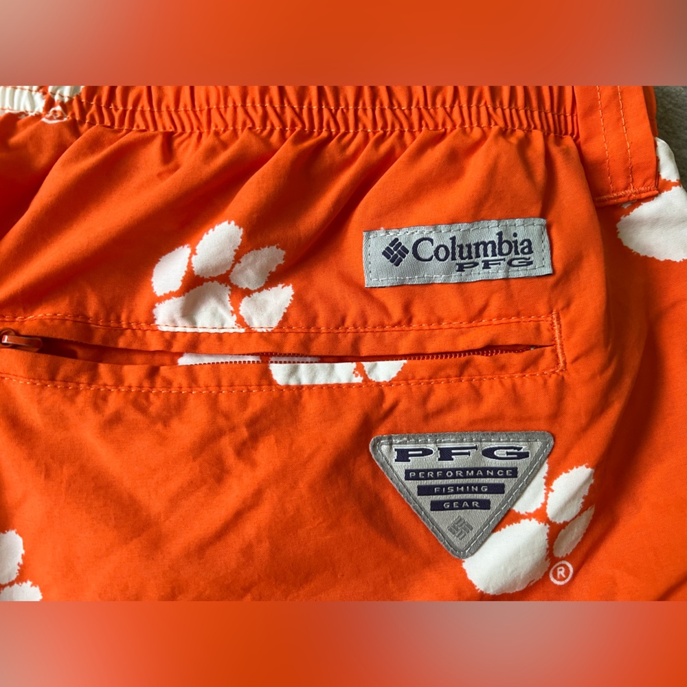 Columbia PFG Clemson Tigers Shorts Mens XL Swim Trunks Board Orange Football - Picture 5 of 7
